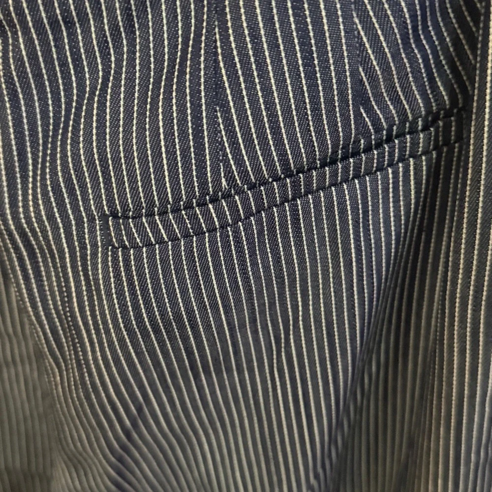 Ann Taylor indigo white pinstripe wide leg sailor pants 6p